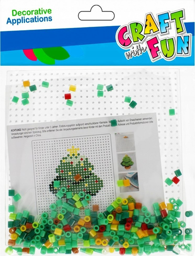 Set kreativ me rruaza Craft with Fun Christmas Tree, për hekurosje, temë Krishtlindjesh, shumëngjyrësh