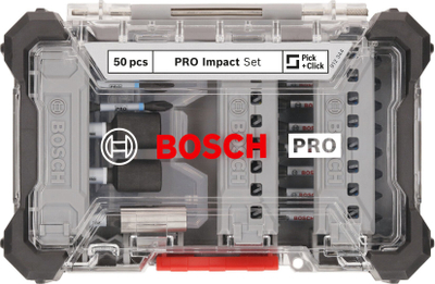 Set bitash kaçavide Bosch Pro, 50 copë, Impact, me kuti