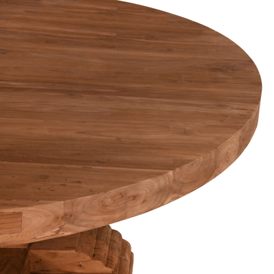 Tavolinë ngrënieje Provence HM9642, dru teak i ricikluar, Ø180cm, ngjyrë natyrale
