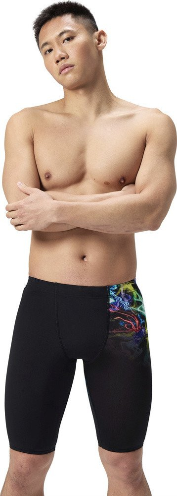 Kostum noti Speedo Men Club Training Printed Jammer, Endurance+, për stërvitje, i zi me jeshile