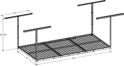 Raft tavani Ergosolid Strong Garage Ceiling Shelf Basement Rack, kapacitet 200kg, çelik, i zi