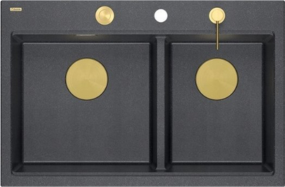 Lavaman dy kazanësh Marc 120 Workstation, GraniteQ, 76x50x23.5 cm, e zezë me ar