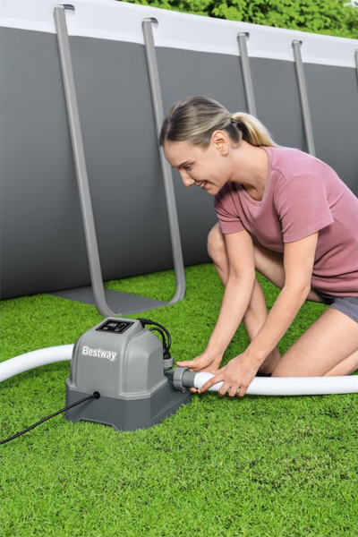Klorinator kripë Bestway Electrolysis Chlorinator, për pishina deri 26,500L, me kohëmatës, i bardhë