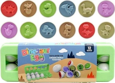 Lodër edukative Swede vezë dinozauri, sorter formash, 12 vezë plastike, shumëngjyrëshe