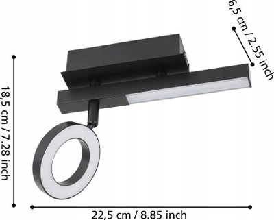 Downlight tavani EGLO Cardillio 2, LED, drejtues, i zi