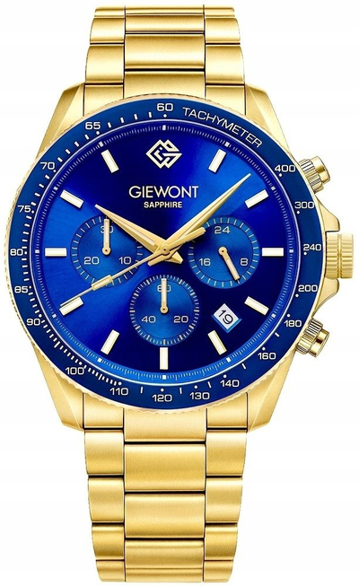 Orë burrash Giewont GW3520-B5 kronograf, xham safir, ngjyrë flori me blu