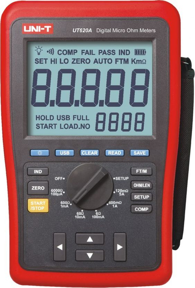 Мерач на отпор Uni-T UT620A, низок отпор, пренослив, црвен