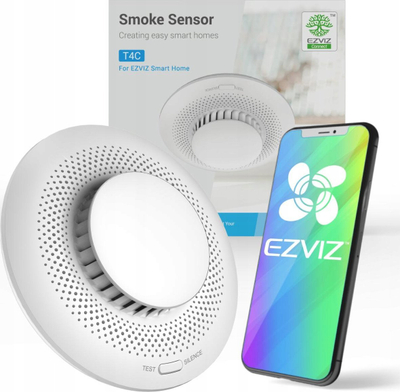 Detektor tymi EZVIZ Smoke Detector, lidhje me aplikacion, i bardhë