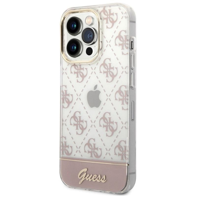 Kapak telefoni Guess për iPhone 14 IML, i tejdukshëm, rozë