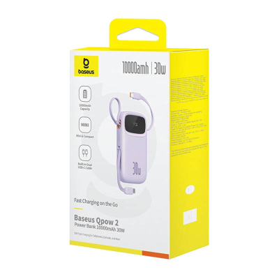 Baseus QPow 2 10000mAh 30W 2xUSB-C karikues portativ (i purpurt)