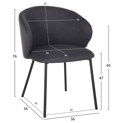 Karrige ngrënieje Isiah 56x56x76Hcm (HM9615.01), gri/ zezë