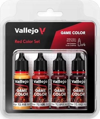 Set bojrash akrilike Vallejo Game Color VJP72377, 4x18ml, e kuqe