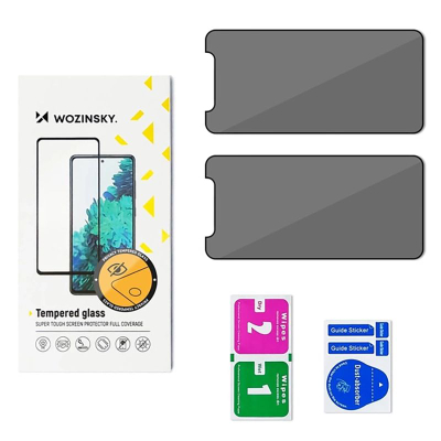 Заштитно стакло Wozinsky Privacy за Samsung Galaxy A06 5G A05, 2 парчиња, калено стакло 9H, црно