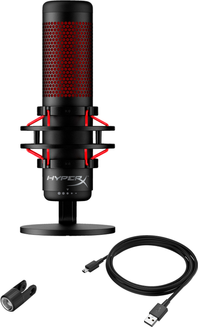 Mikrofon HyperX QuadCast - USB , e zezë/kuqe