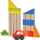 Lodër druri me blloqe Wooden Blocks City, 18 elemente, shumëngjyrëshe