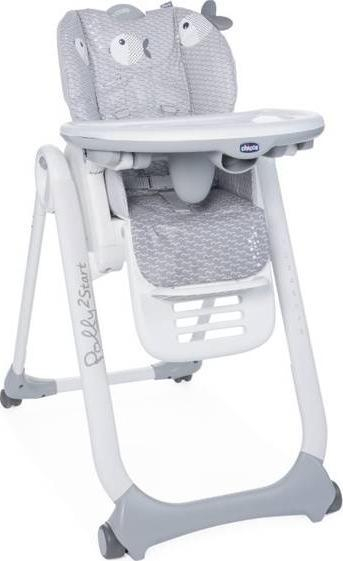 Karrige e naltë Chicco Polly 2 Start, 91-110 cm, me rrota, gri çeliku