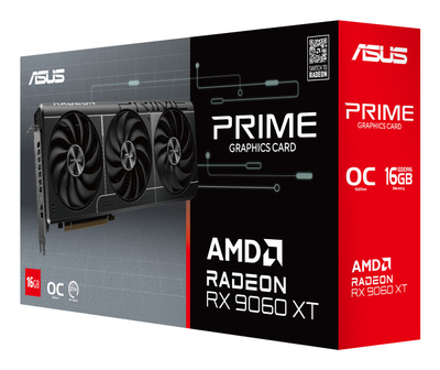 Kartë grafike Asus Radeon RX 9060 XT Prime OC, 16GB GDDR6, PCI Express, e zezë