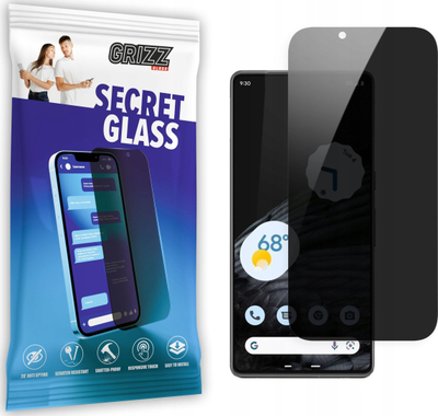 Заштитно стакло со приватност Grizz SecretGlass за Google Pixel 5a 5G, калено стакло, отпорно на гребнатини, проѕирно