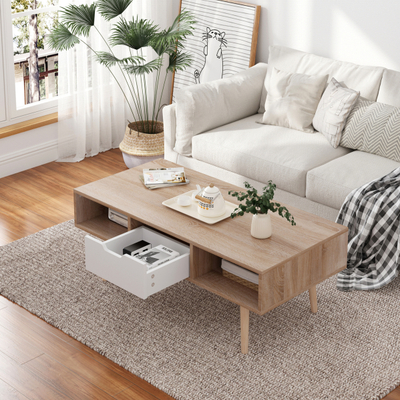 Tavolinë për kafe Krener 104×50×42 Hcm (HM9877.04), bardhë
