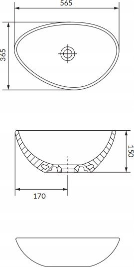 Лавабо над плот Церсанит Модууо K116-106, асиметрично, керамичко, антрацит