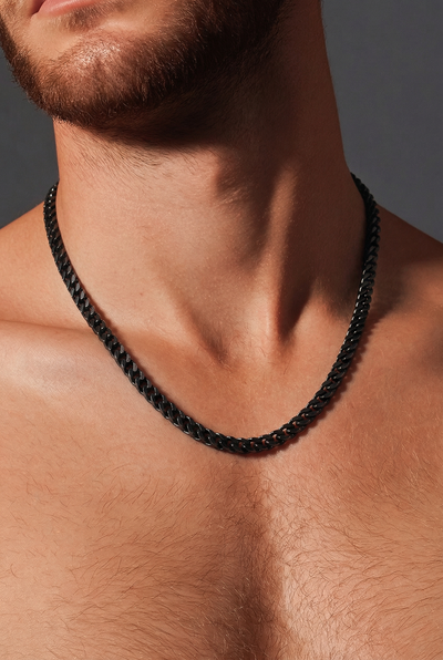 Zinxhir për Meshkuj Black Cuban Chain – Stainless Steel Modern Necklace