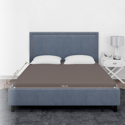 Çarçaf me lastik Domoletti Sateen Double, 140 x 200 x 25 cm, pambuk sateni, taupe
