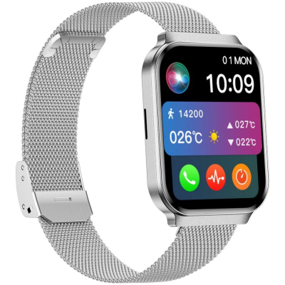 Smartwatch për goca Gravity GT44-4, ekran 1.75", IP68, argjend me rrip të bardhë