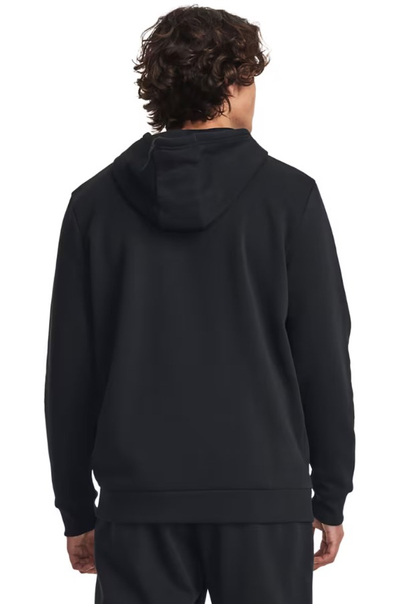 Дуксер со капуљача Under Armour Project Rock Rival Fleece, за мажи, мек памук, црн со бели детали