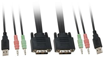 KVM прекинувач LevelOne 2-портен USB DVI, резолуција 1920x1200, со аудио