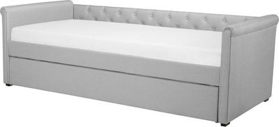 Shtrat me shtresë Beliani Libourne, 90 x 200 cm, material tekstil, gri e çelët