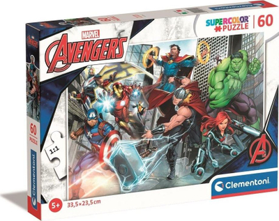 Puzzle Clementoni Marvel Avengers Supercolor, 60 copë, 33.5 x 23.5cm, shumëngjyrësh