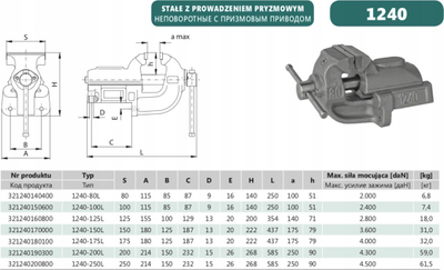 Freza inxhinierike Bison Bial 1240-250L, çelik, udhëzues prizmatik, gri