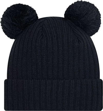 Kapelë dimri New Era NY Pom Pom, e endur, me dy pom-pom, e zezë