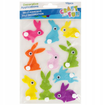 Set për zbukurime Craft with Fun me lepurushë prej filci, 10 copë, shumëngjyrësh