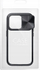 Futrollë telefoni me slider për iPhone X XS, transparente, me kapak kamere, e zezë