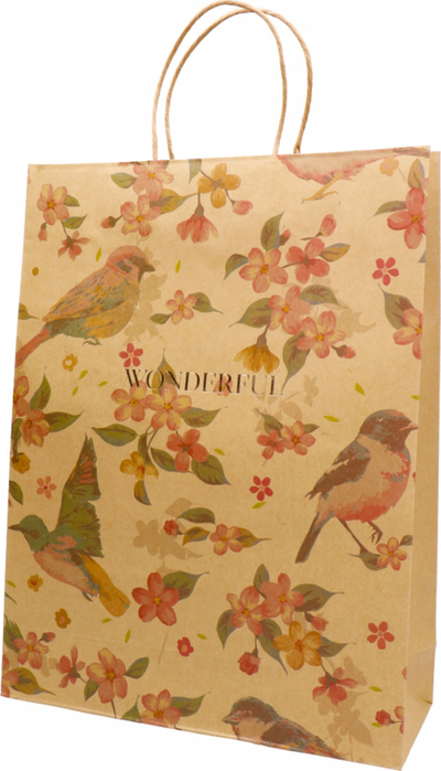Qese dhurate Incood Gift Bag, 32x42cm, letër kraft, me zogj