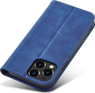 Mbrojtëse telefoni Hurtel Magnet Fancy Case iPhone 14 Plus, kapak portofol, mbajtëse stand, blu
