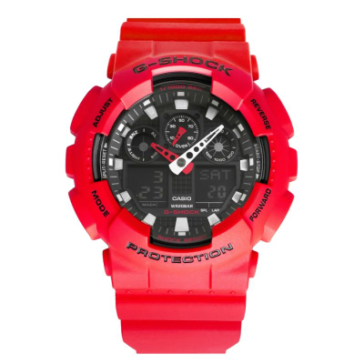 Ora dore Casio G-Shock GA-100B-4AER, kronograf, rezistente ndaj ujit 20 bar, e kuqe