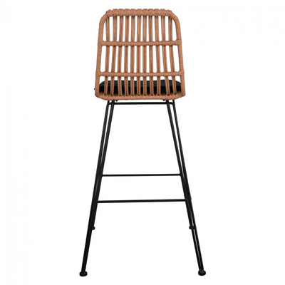Stol bar Allegra HM5452, kornizë metalike, wicker, bezhë