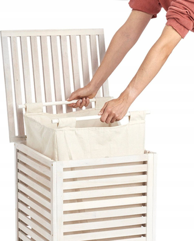 Shportë rrobash Zeller Cabinet Laundry Bin, me kapak, gri