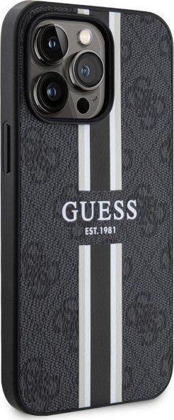 Kuti mbrojtëse Guess GUHMP13LP4RPSK, për iPhone 13 13 Pro, MagSafe, e zezë