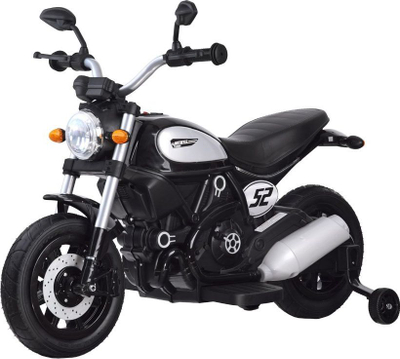 Motor elektrik për kalamaj Little Motorbike Chopper, me bateri, me rrota anësore, i zi