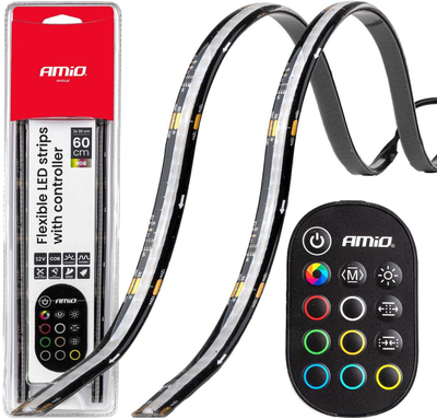 Shirit LED RGB për veturë Amio 04579, 2x30cm, 12V, shumëngjyrësh