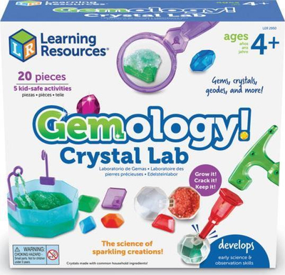 Set eksperimental Learning Resources Gemology Crystal Lab, 20 pjesë, lojë edukative STEM, shumëngjyrësh