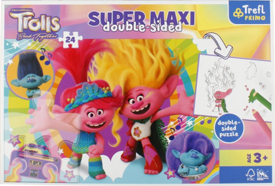 Puzzle TREFL Super Maxi Happy Day Trolls, 24 copë, shumëngjyrësh