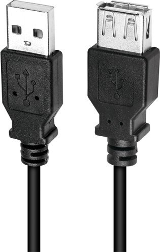Kabllo USB LogiLink CU0011B, USB A në USB A, 3 m, e zezë