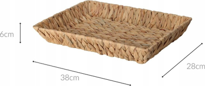 Shportë katrore me kashte Hasiera Natural Straw, 38x28x6cm, kashte natyrale, ngjyrë natyrale