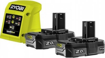 Set baterish me karikues Ryobi ONE+ 18V, 2x2.0Ah, i verdhë me të zi