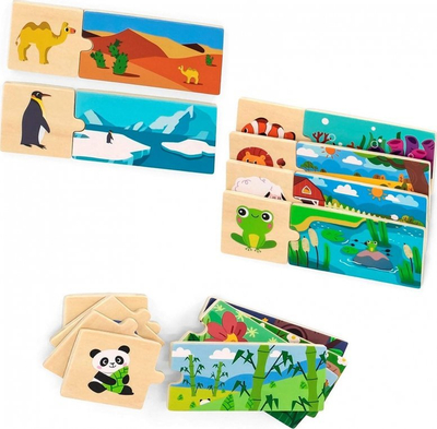 Puzzle druri Viga Logical Puzzle with Animals, lojë logjike, shumëngjyrëshe