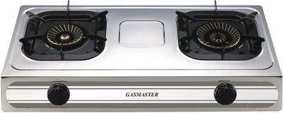 Shporet me gaz Gasmaster 2-03SRBP, 2 plata, ndezje piezo, inox argjendtë